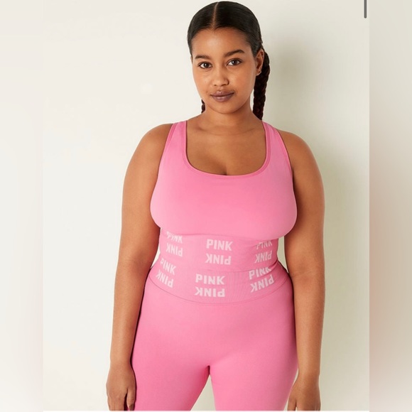 VS Pink SET Seamless Sports Bra & Seamless High Waist Leggings In Dreamy Pink - Picture 4 of 10